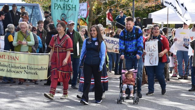 Photo: Anne Henshaw Crowd walking in march for Indigenous Peoples' Day